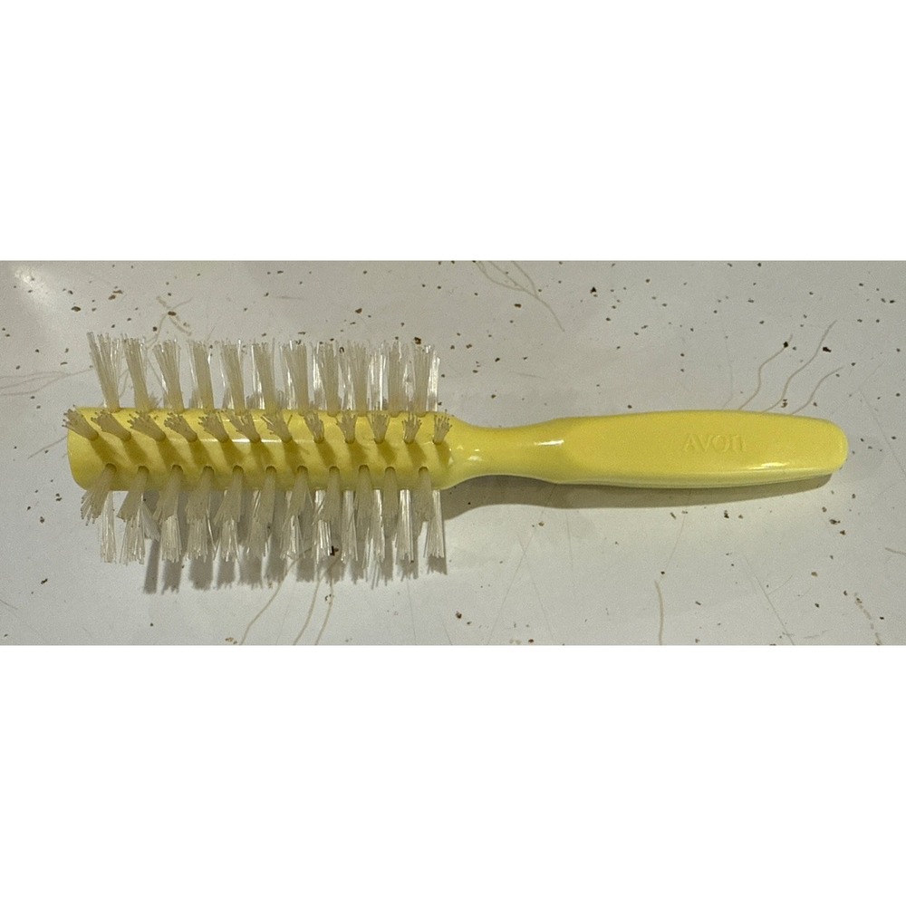 Vintage 1970's Avon Yellow‎ Full Round Brush Petite 7" White Bristle